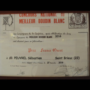 Au Fil du Couteau a reçu le Prix France Ouest pour son Boudin Blanc
